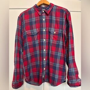 Lucky Brand Red and Blue Plaid Men's Shirt